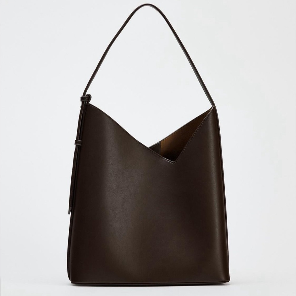 Zara brown asymmetrical shoulder bag